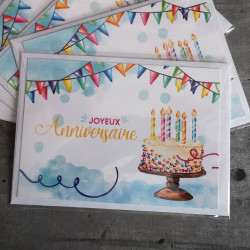 Carte Anniversaire - Joyeux Anniversaire - Modèle 1
 Format-A6 Orientation-Paysage (horizontal)